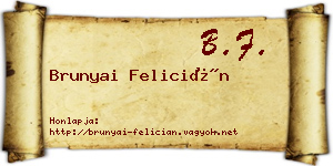 Brunyai Felicián névjegykártya